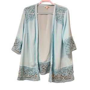 Light blue sheer lace cardigan from Studio Works size 2X.
